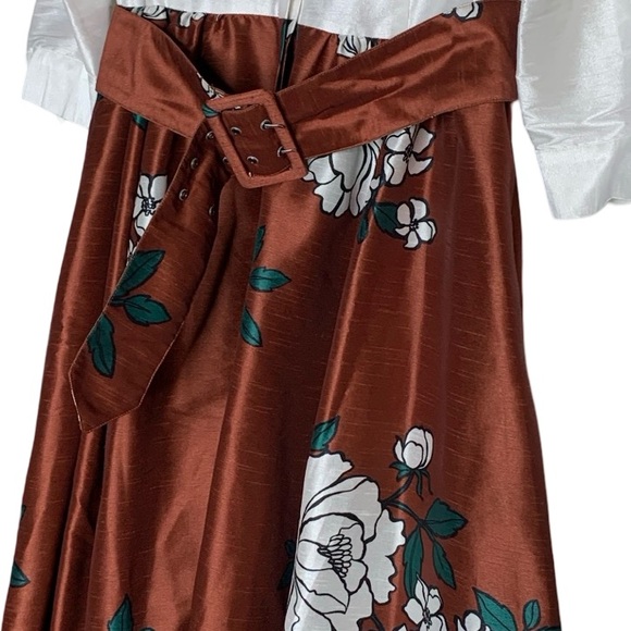 Eshakti Floral Print Dupioni Maxi Shirtdress - Picture 3 of 4